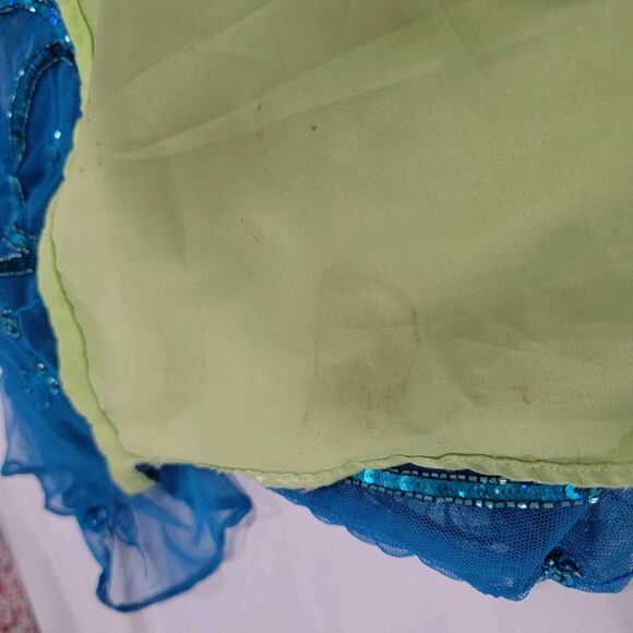 Vintage Y2K Cache Womens Dress Size Large Beaded Iridescent Gown Fairy Floral - Picture 9 of 13